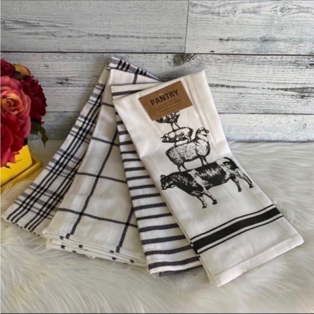4pk Stacked Animals Spring Summer Kitchen Towels - Set Of 4